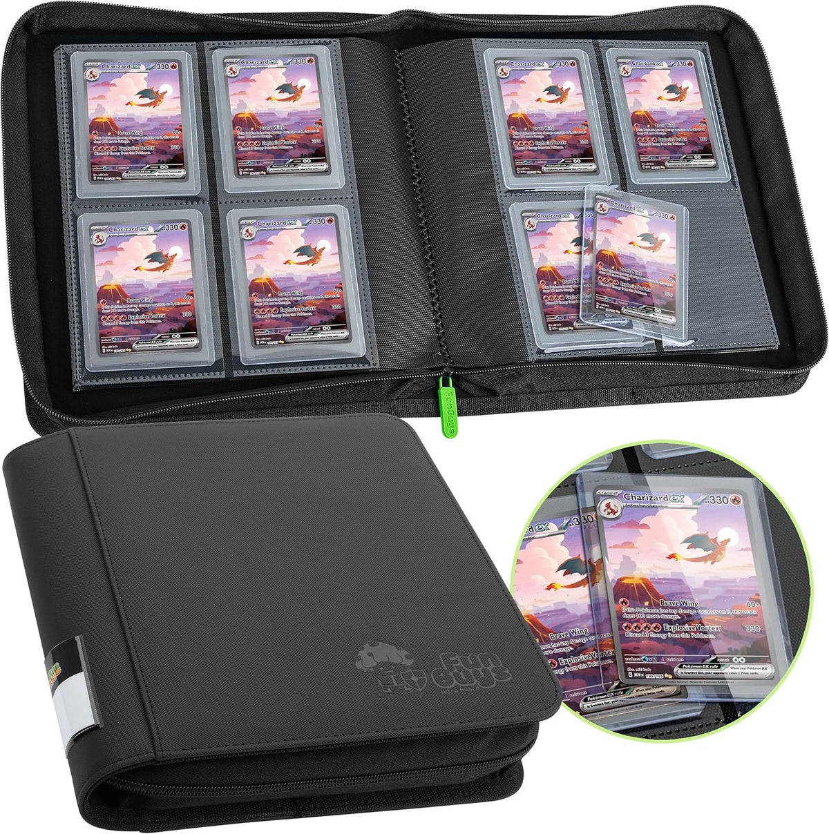 FunGuys Toploader Binder, Trading Card Binder Storage,128 4 Pocket Top Loader Pokemon Binder, Card Collection Yugioh Cards, MTG, TCG, Folders for Trading Cards - PuriLite