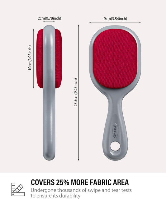 Double-Sided Lint Brush for Clothes & Furniture | Reusable Velvet Pet Hair Remover | Manual Fabric Cleaner | Grey | Model HHLB02