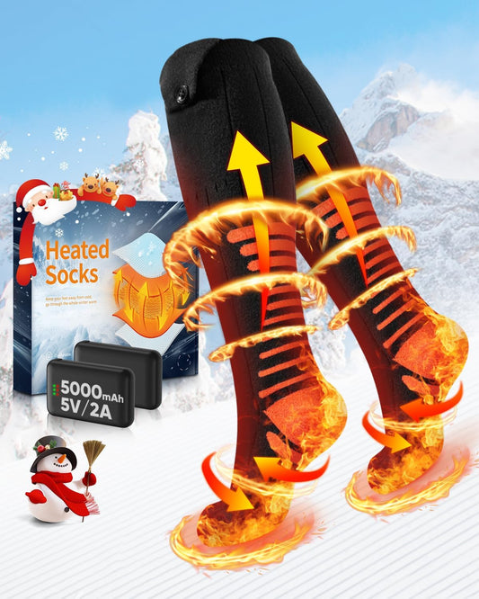 Purilite Select Electric Heated Socks | Rechargeable Thermal Heated Socks with 3-Level Temperature Control | Breathable Cotton 5000mAh Foot Warmer for Winter - PuriLite
