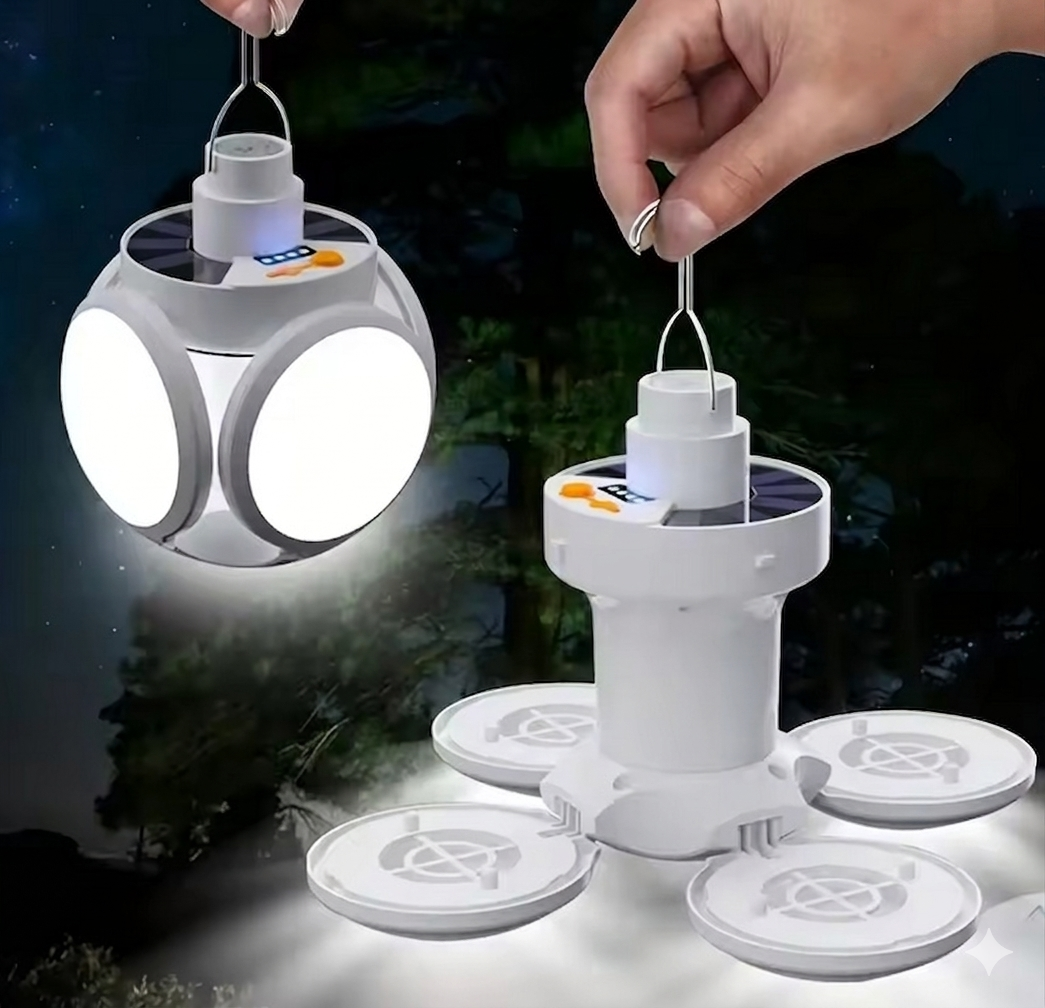 Purilite Select Solar Rechargeable Camping Lantern – Foldable LED Portable Light with USB Charging, Emergency Torch, Waterproof Outdoor Lamp - PuriLite