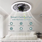 Purilite Select Modern E27 Ceiling Fan Light – Dimmable LED Fan with Remote Control, Quiet Cooling Lamp for Kitchen, Bedroom, and Living Room - PuriLite