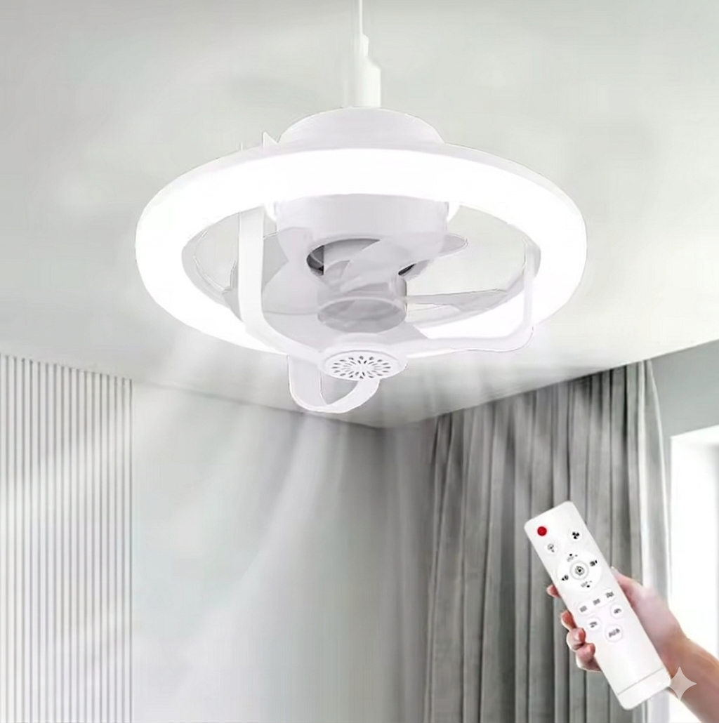 Purilite Select 360° Rotating E27 Ceiling Fan LED Light with Remote – RGB Dimmable Fan Lamp with Adjustable Brightness and Cooling Airflow - PuriLite