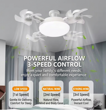 Purilite Select Ceiling Fan Light with E27 Base – High Power Airflow Quiet LED Fan Lamp for Kitchen, Bedroom, and Dining Spaces - PuriLite