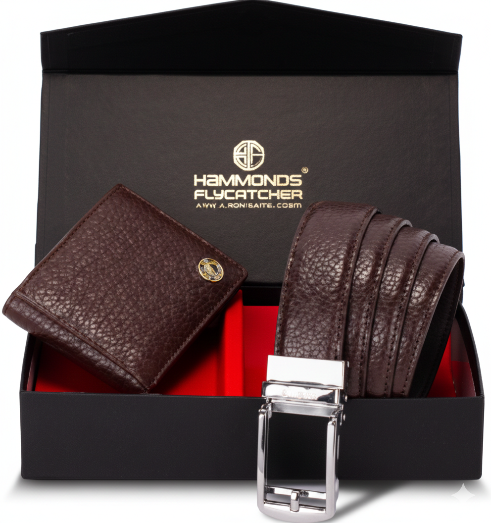 HAMMONDS FLYCATCHER Premium Men’s Gift Set: Pure Cow Leather Wallet & Belt Combo - PuriLite