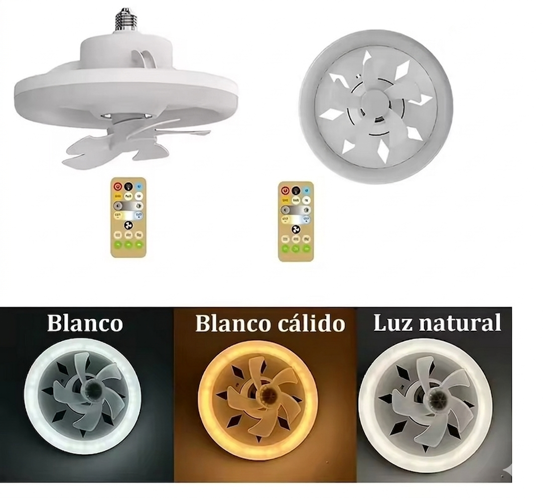 Purilite Select E27 Ceiling Fan Light with Remote Control – 360° Rotating LED Fan Lamp, Dimmable Lighting and Adjustable Wind Speed for Home - PuriLite