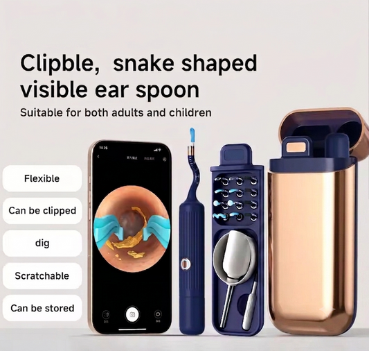 Purilite Select Visual Ear Cleaner Kit with HD Camera – Bendable Ear Cleaning Tool, Reusable Earwax Removal System with Silicone Tips