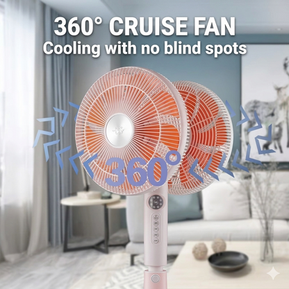 Purilite Select Double Head Floor Fan – 360° Rotating Dual Fan with Remote Control, High Power Airflow and Multi-Speed Settings - PuriLite