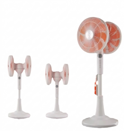 Purilite Select Double Head Floor Fan – 360° Rotating Dual Fan with Remote Control, High Power Airflow and Multi-Speed Settings - PuriLite