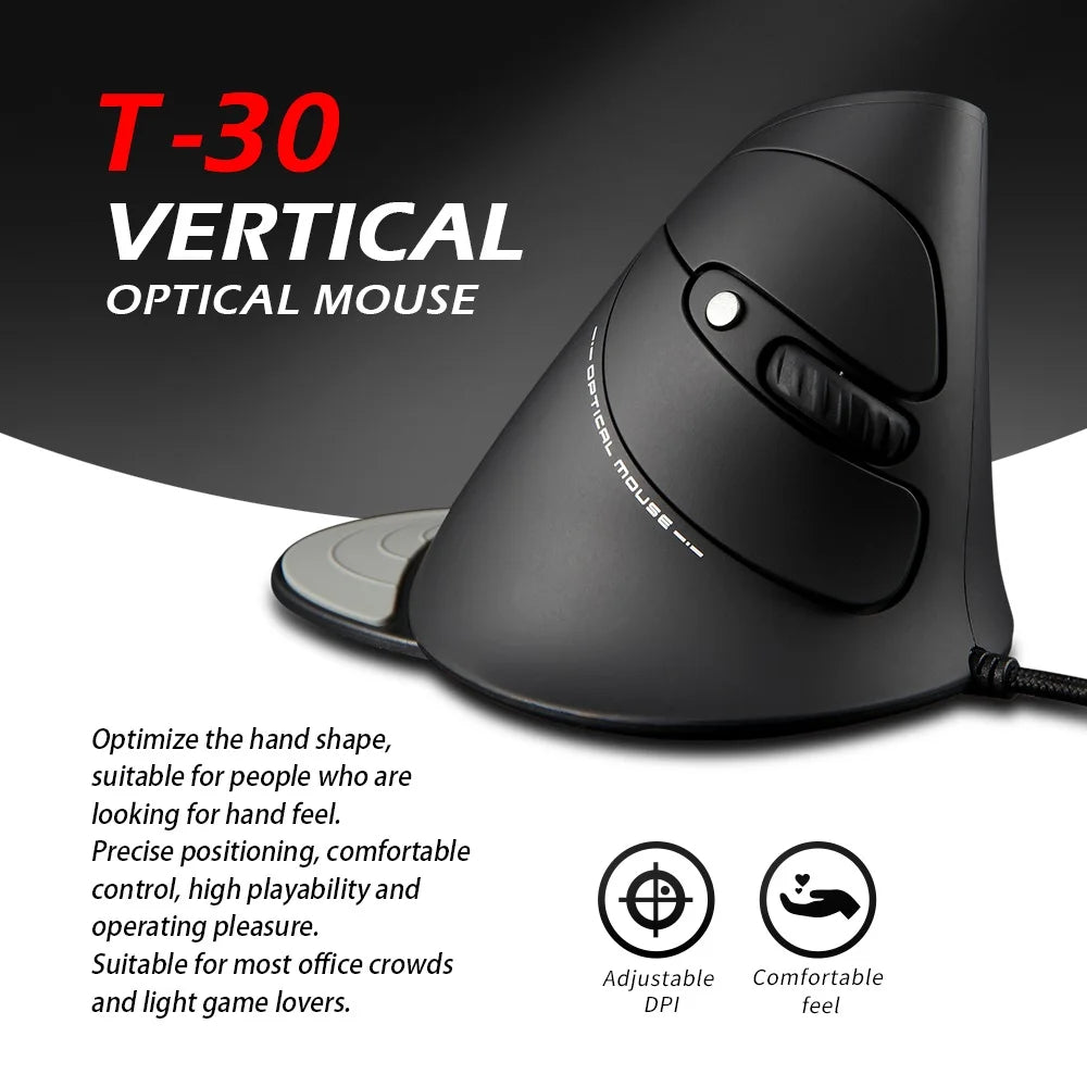 Purilite Select T-30 Vertical Ergonomic Wired Mouse - PuriLite