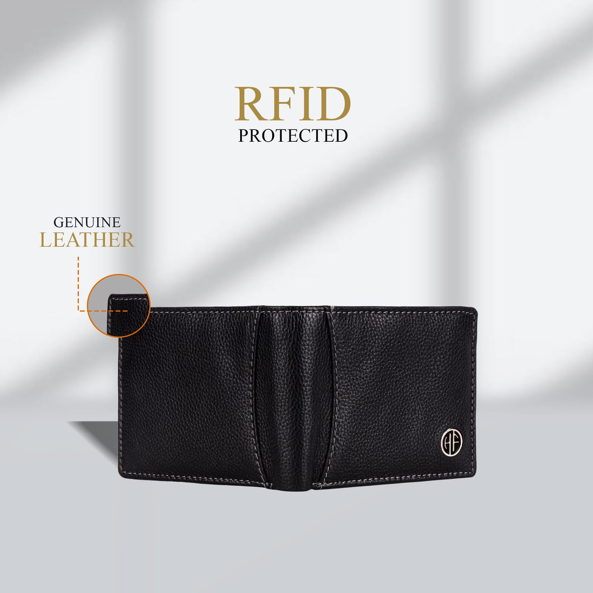 HAMMONDS FLYCATCHER Black Leather Wallet – Pure Cow Leather Bi-Fold Wallet for Men - PuriLite