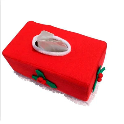 Purilite Select Merry Christmas Tissue Box Cover – Creative Wool Napkin Holder, Belt & Clover Pattern Holiday Decor (2 Styles) - PuriLite
