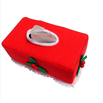 Purilite Select Merry Christmas Tissue Box Cover – Creative Wool Napkin Holder, Belt & Clover Pattern Holiday Decor (2 Styles) - PuriLite