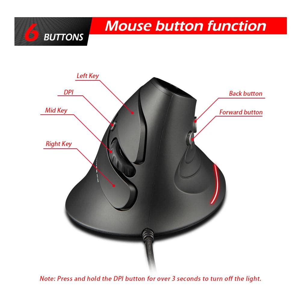 Purilite Select T-30 Vertical Ergonomic Wired Mouse - PuriLite