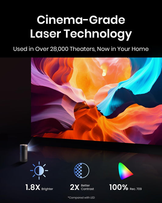 NEBULA Capsule 3 Laser Projector, Upgraded with Google TV and Official Netflix, Mini Smart TV Projector with Wi-Fi, Outdoor Portable Projector, Dolby Digital, 120-Inch Screen, 2.5H Built-in Battery - PuriLite