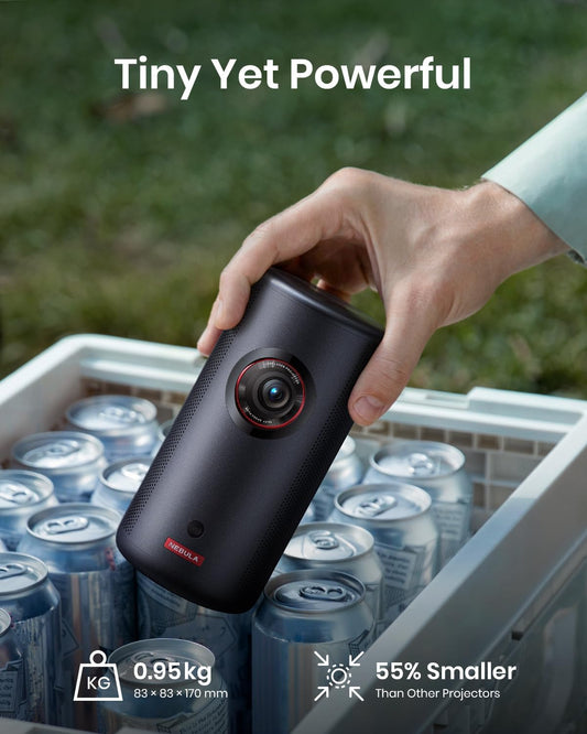 NEBULA Capsule 3 Laser Projector, Upgraded with Google TV and Official Netflix, Mini Smart TV Projector with Wi-Fi, Outdoor Portable Projector, Dolby Digital, 120-Inch Screen, 2.5H Built-in Battery - PuriLite