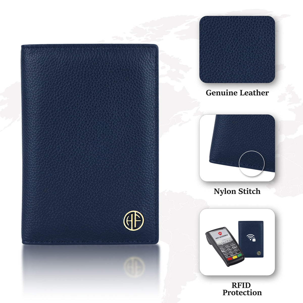 Hammonds Flycatcher Premium Cow Leather Unisex Bi-Fold Passport Holder | Genuine Cow Leather RFID Protected Travel Document Organizer | Compact & Stylish Travel Wallet - PuriLite
