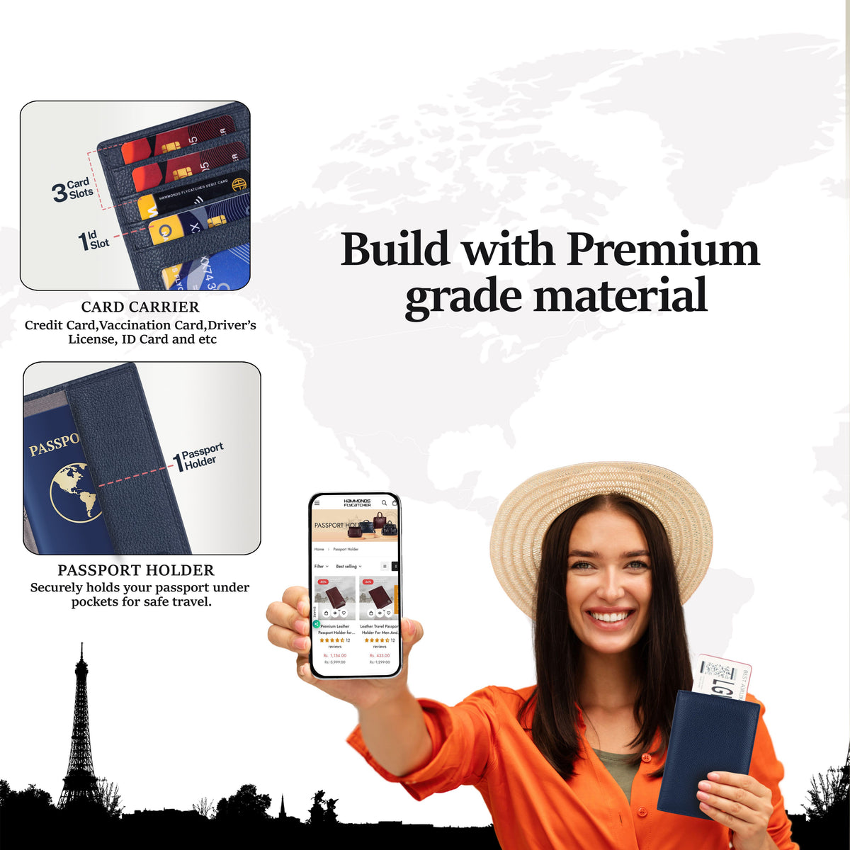 Hammonds Flycatcher Premium Cow Leather Unisex Bi-Fold Passport Holder | Genuine Cow Leather RFID Protected Travel Document Organizer | Compact & Stylish Travel Wallet - PuriLite