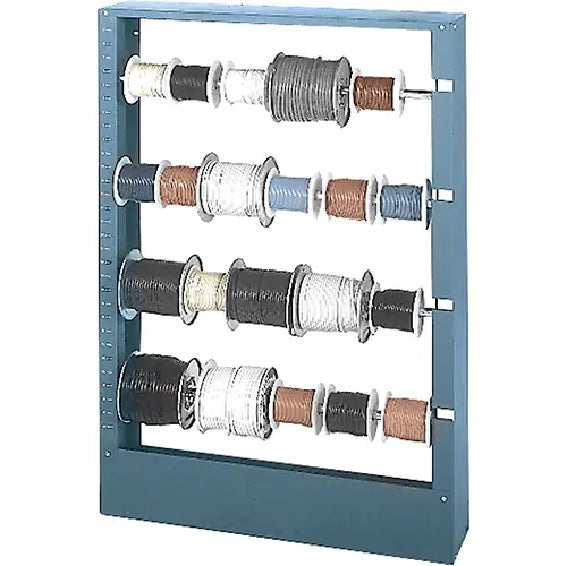 Durham 368-95 Gray Cold-Rolled Steel Wire Spool Rack with 4 Rods, 26-1/8" W x 37-1/8" H x 6" Depth - PuriLite