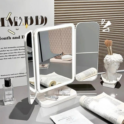 Purilite Select Dual Door 3-Fold Makeup Mirror – Touch Control Vanity Mirror with LED Lights – 360° Rotatable LED Makeup Mirror with 3 Light Modes - PuriLite