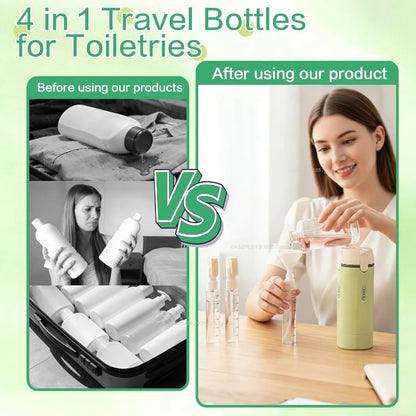 Purilite Select 4-in-1 Travel Dispenser Bottle | Portable Leak-Proof Refillable Travel Bottles for Shampoo, Lotion, Perfume & Toiletries