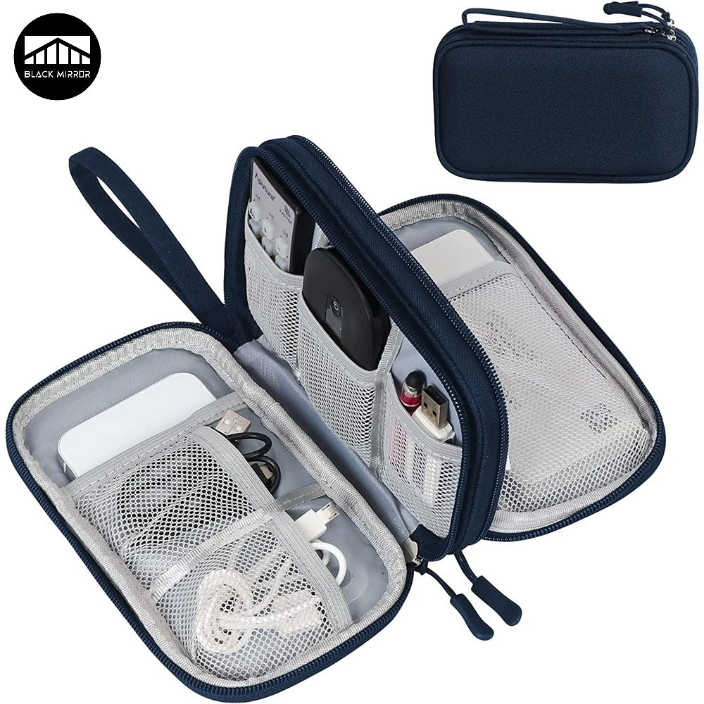 Purilite Select Waterproof Double‑Layer Travel Organizer Bag — Electronics Accessories Storage for Cables, Power Bank & Hard Disk - PuriLite
