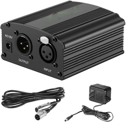 Purilite Select | 48V Phantom Power Supply with Adapter + XLR 3-Pin Microphone Cable | For Any Condenser Microphone | Recording Equipment - PuriLite