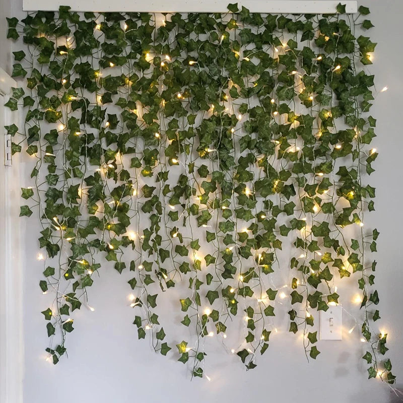 Purilite Select LED Silk Leaf Ivy Vine String Lights – 2M/5M/10M Artificial Green Garland | Hanging Creeper Décor for Home, Garden, Wedding & Party - PuriLite