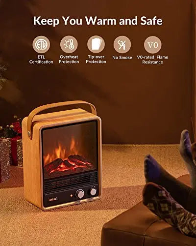 Purilite Select Electric Fireplace Heater – Mini Radiator Room Warmer with Flame Effect - PuriLite
