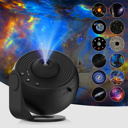 Purilite Select | Galaxy Projector Night Light | 360° Rotating Starry Sky Planetarium Lamp | 12-in-1 HD Film Discs | Kids Bedroom & Gift Decor - PuriLite