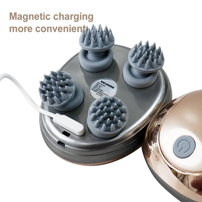 Mini Head Massage Machine Silicone Scalp Magnetic Suction Charging Silicone Shoulder Multifunctional Kneading Vibration Head Spa - PuriLite