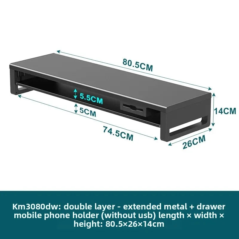 🖥️ Purilite Select™ Metal Monitor Riser with Dual-Layer Drawer & Wireless Charging - PuriLite