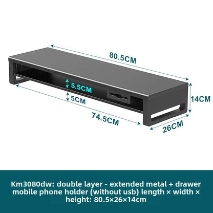 🖥️ Purilite Select™ Metal Monitor Riser with Dual-Layer Drawer & Wireless Charging - PuriLite