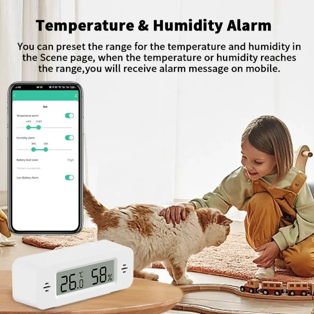 Tuya WiFi Mini Temperature Humidity Smart Home Thermometer Hygrometer w/ App Remote, Alarm, Google Home, Yandex, Alexa. - PuriLite