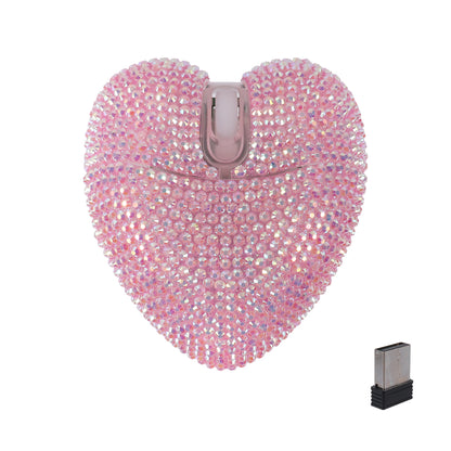 Purilite Select | Wireless Pink Dual-Mode Diamond Heart Mouse | Type-C Rechargeable Bluetooth Optical Ergonomic Mouse | Cute Mini Heart-Shaped Laptop Mouse for Girls - PuriLite