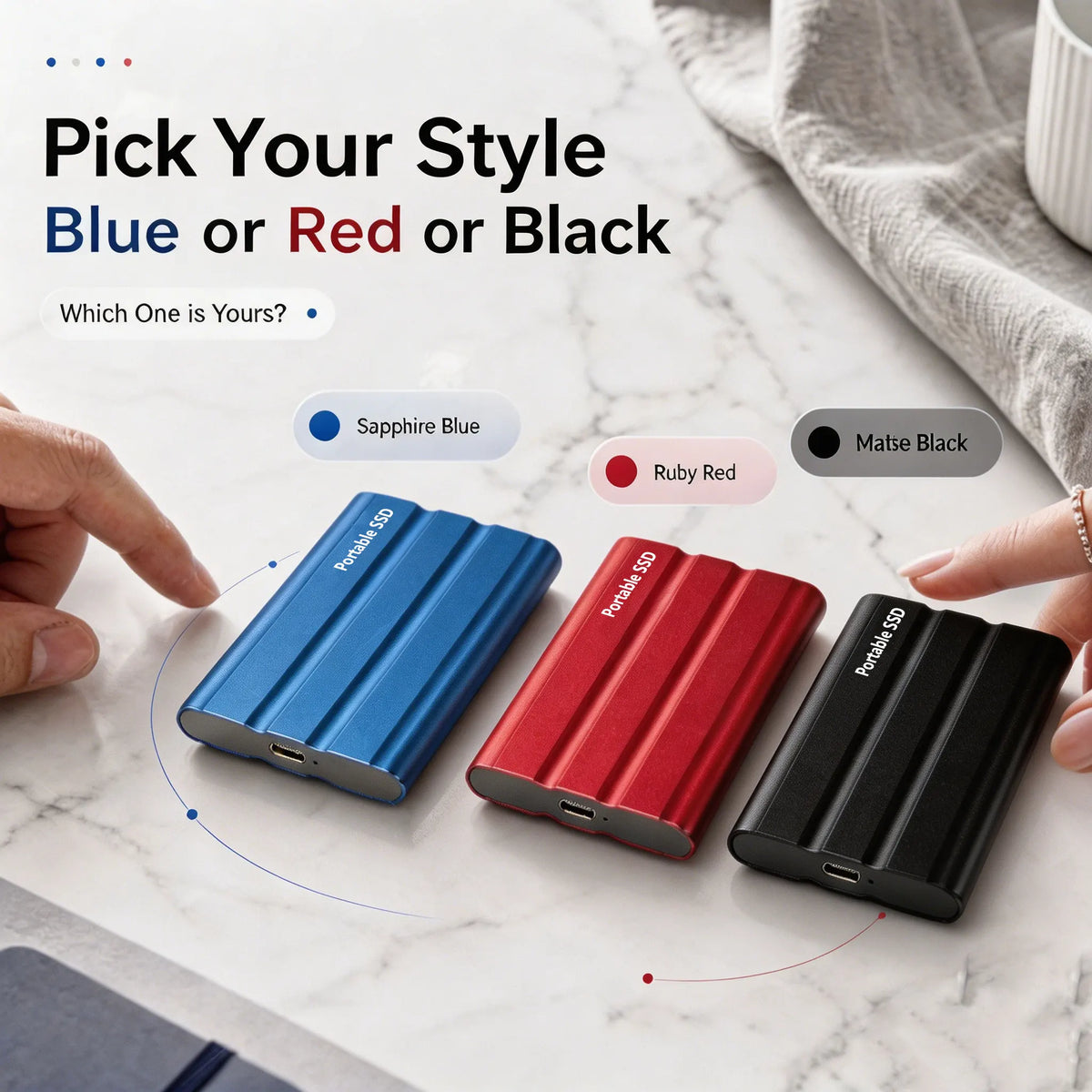 Purilite Select Portable External SSD USB 3.1 Type-C High-Speed Solid State Drive 1TB, 2TB, 4TB, 8TB, 12TB, 16TB, 32TB, 64TB & 128TB for Laptop, Desktop, Windows, macOS & Android