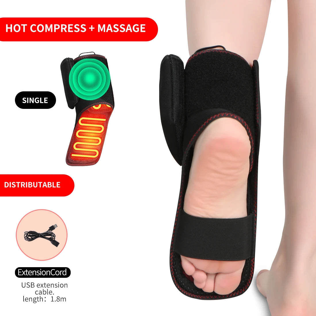 Heated Ankle Support Sports Ankle Sprain Stabilizer Relieves Ankle Pain 3 Heating Modes Foot Massager Great Gift for Elderly - PuriLite