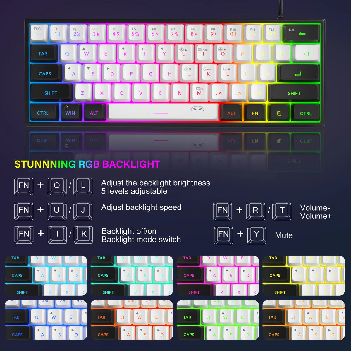 Purilite Select TS91 60% Compact RGB Backlit Wired Keyboard - PuriLite