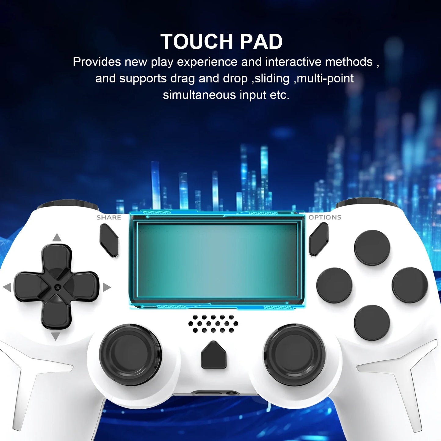 Purilite Select P412 Wireless Gamepad  6‑Axis Gyro, Dual Vibration & Touchpad Controller for PS4 / PS3 / PC - PuriLite