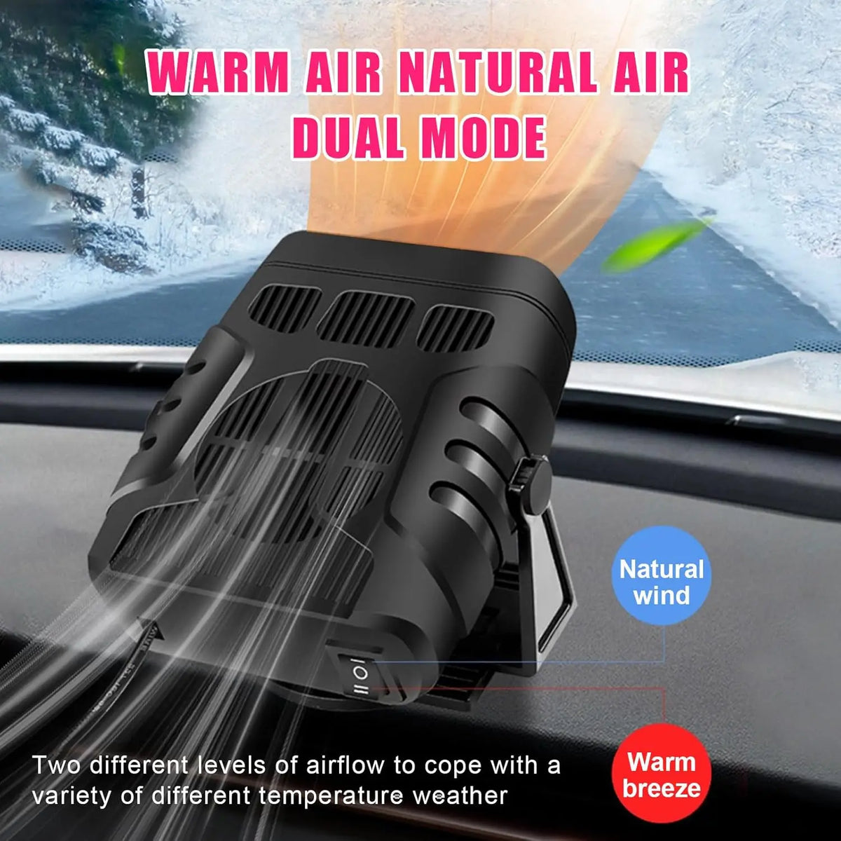 Purilite Select – Portable Car Heater and Windshield Defogger with 360° Rotating Base - PuriLite