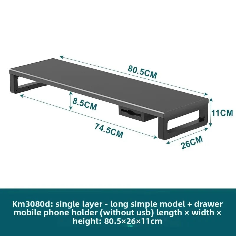 🖥️ Purilite Select™ Metal Monitor Riser with Dual-Layer Drawer & Wireless Charging - PuriLite
