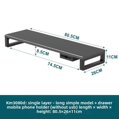 🖥️ Purilite Select™ Metal Monitor Riser with Dual-Layer Drawer & Wireless Charging - PuriLite