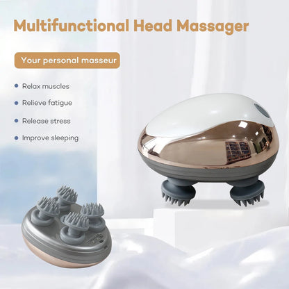 Mini Head Massage Machine Silicone Scalp Magnetic Suction Charging Silicone Shoulder Multifunctional Kneading Vibration Head Spa - PuriLite