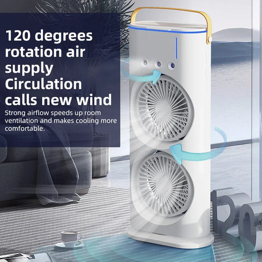 Purilite Select™ Dual‑Head USB Rechargeable Misting Tower Fan - PuriLite