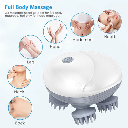 Electric Scalp Head Massager Kneading Vibrating Device Health Care Shoulder Neck Leg Arm Deep Tissue Massage Cat  Pet Massager - PuriLite