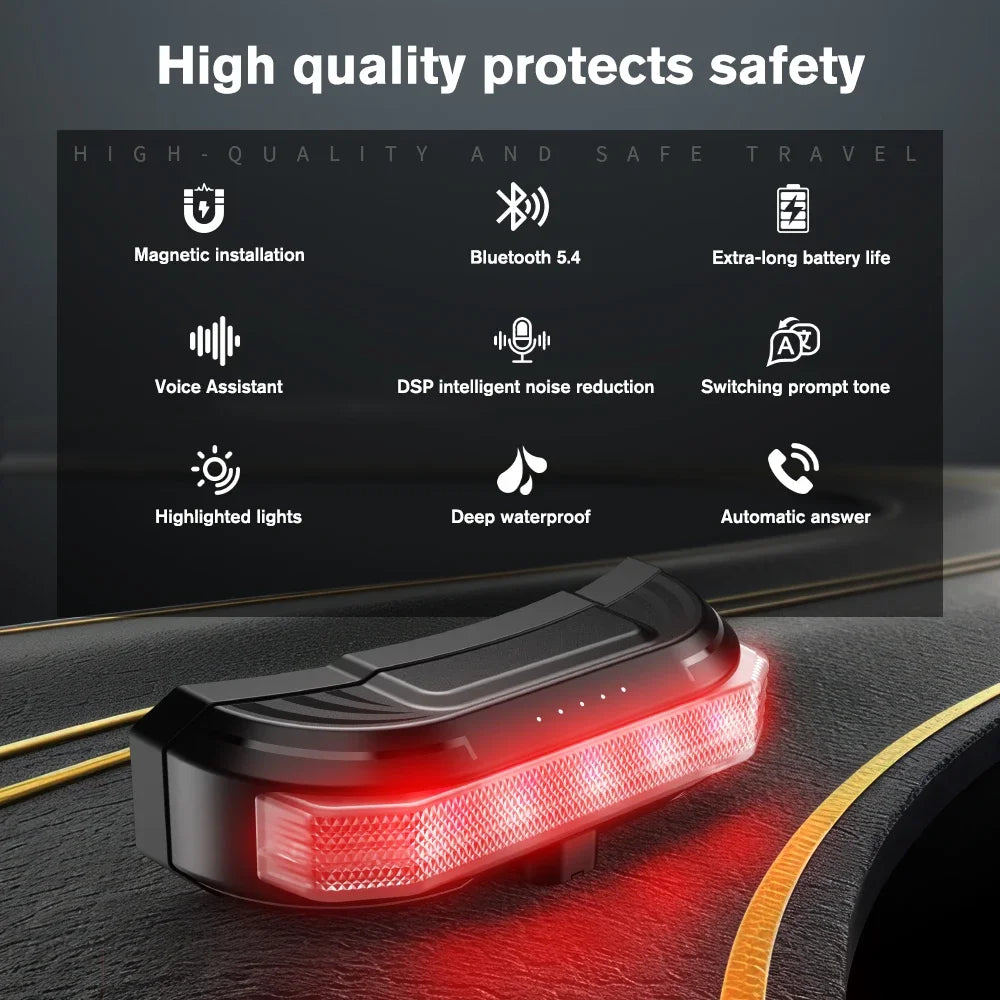 Purilite Select Bluetooth 5.4 Motorcycle Helmet Headset with Tail Light - PuriLite