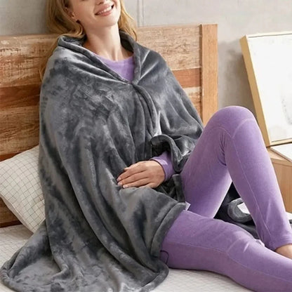 USB Electric Heated Blanket 9 Heated Areas Fast Heating Shawl 3 Heating Level Coral Fleece Heated Blanket Shawl for Outdoor Home - PuriLite