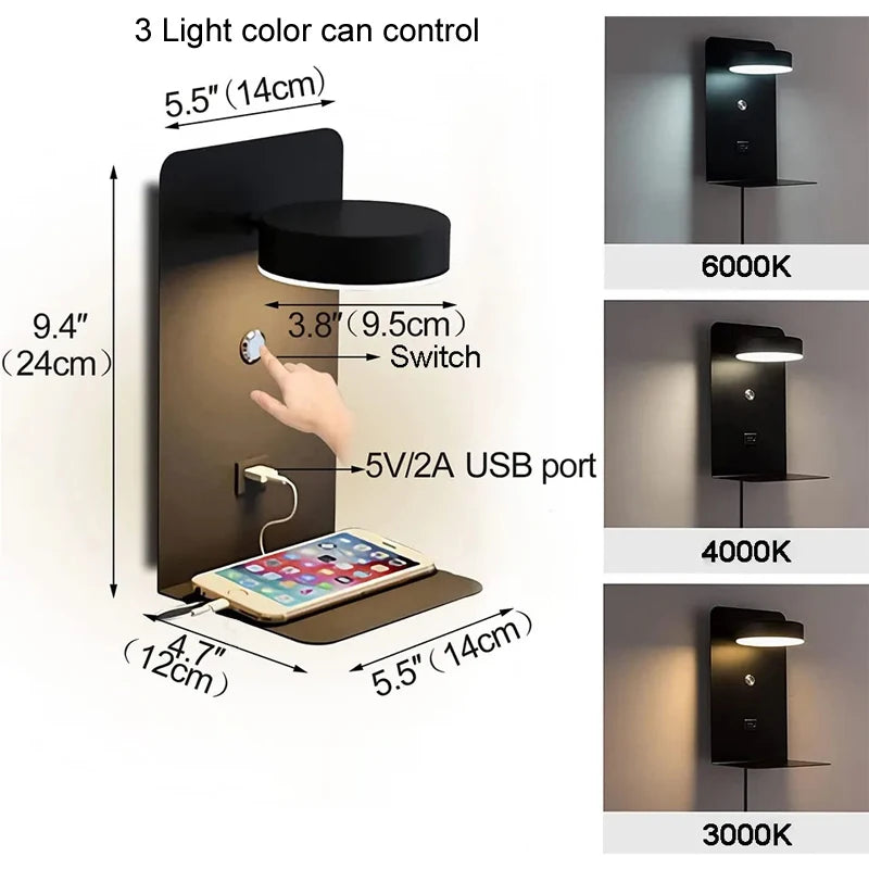 Purilite Select Modern LED Wall Sconce with USB Charging – Up & Down Wall Lamp – Touch Switch Indoor Wall Light - PuriLite