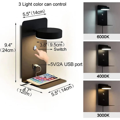 Purilite Select Modern LED Wall Sconce with USB Charging – Up & Down Wall Lamp – Touch Switch Indoor Wall Light - PuriLite