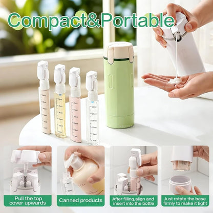 Purilite Select 4-in-1 Travel Dispenser Bottle | Portable Leak-Proof Refillable Travel Bottles for Shampoo, Lotion, Perfume & Toiletries