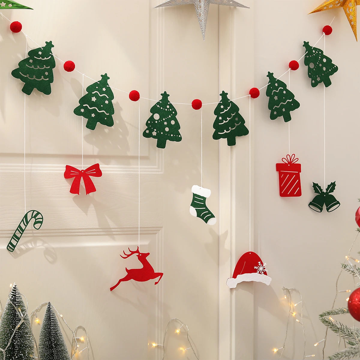Purilite Select Christmas Party Background Banner – Cute Cartoon Snowflake Garland Set for Festive Home &amp; Event Décor - PuriLite